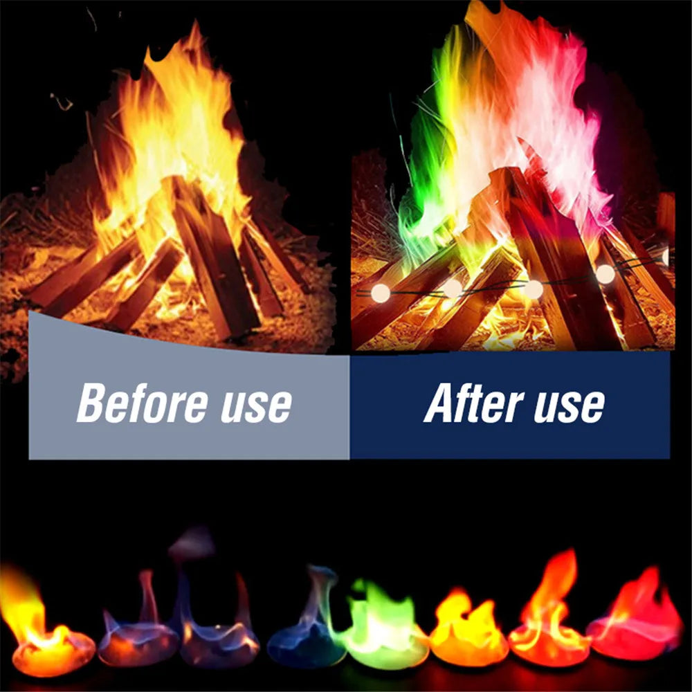 Bonfire Flame Powder Mysterious Magic Fire Fireplace Color Sachet Pyrotechnics Magic Trick Outdoor Camping Hiking Survival Tool
