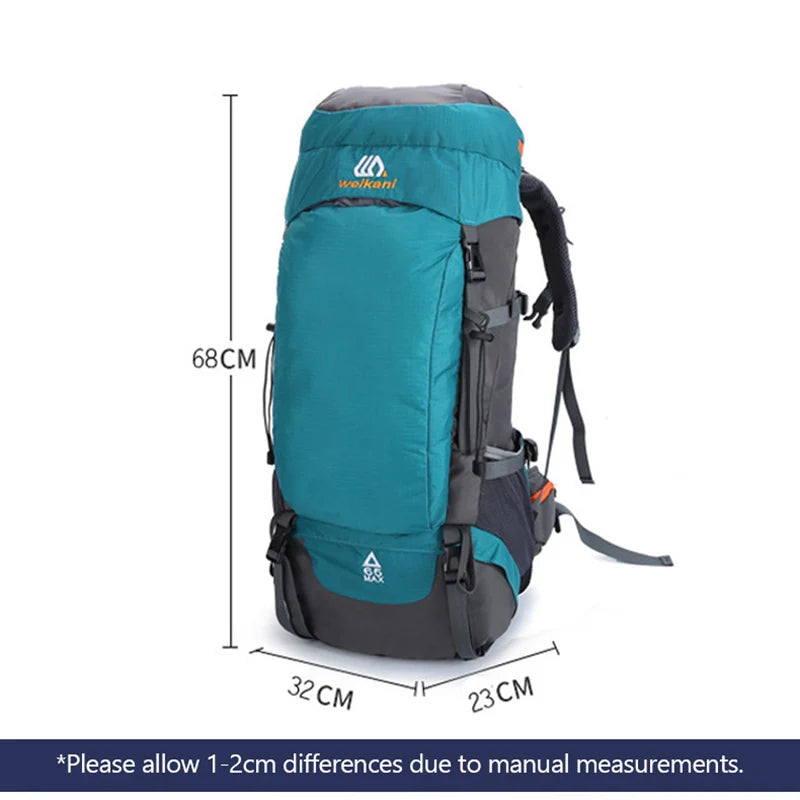 65L Camping Backpack Large Capacity Outdoor Climbing Bag Waterproof Mountaineering Hiking Trekking Sport Bags