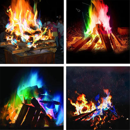 Bonfire Flame Powder Mysterious Magic Fire Fireplace Color Sachet Pyrotechnics Magic Trick Outdoor Camping Hiking Survival Tool