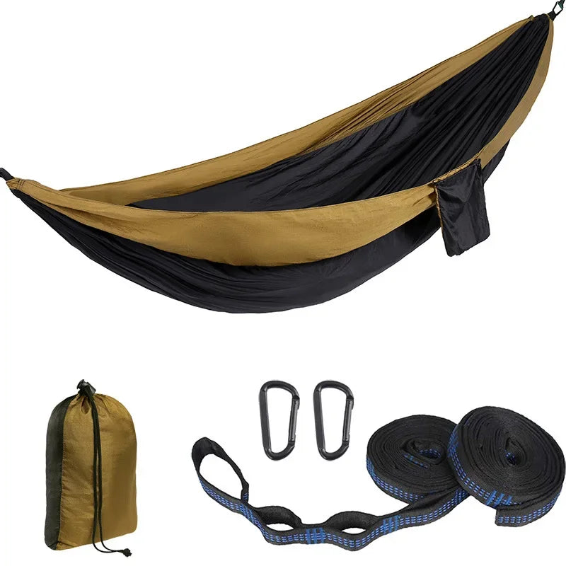 2 Person Hammock with Tree Straps,Portable Foldable Parachute Double Hamock for Outdoor, Travel, Camping