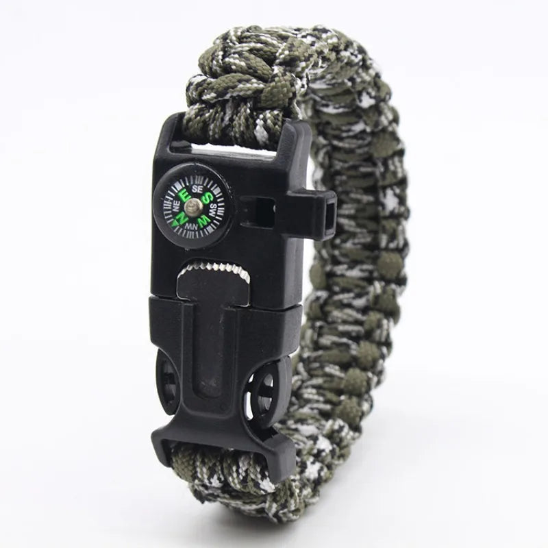 Men Women Paracord Outdoor Survival Bracelet Multi-function Camping Rescue Emergency Rope Bangles Compass Whistle 3 in 1