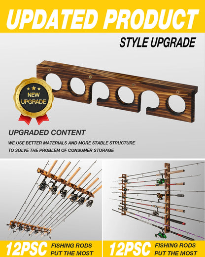 Ghosthorn Holds Up to 12 Rods Fishing Pole Rod Racks Wall or Ceiling Mounted Fishing Pole Rod Holders for Garage Storage