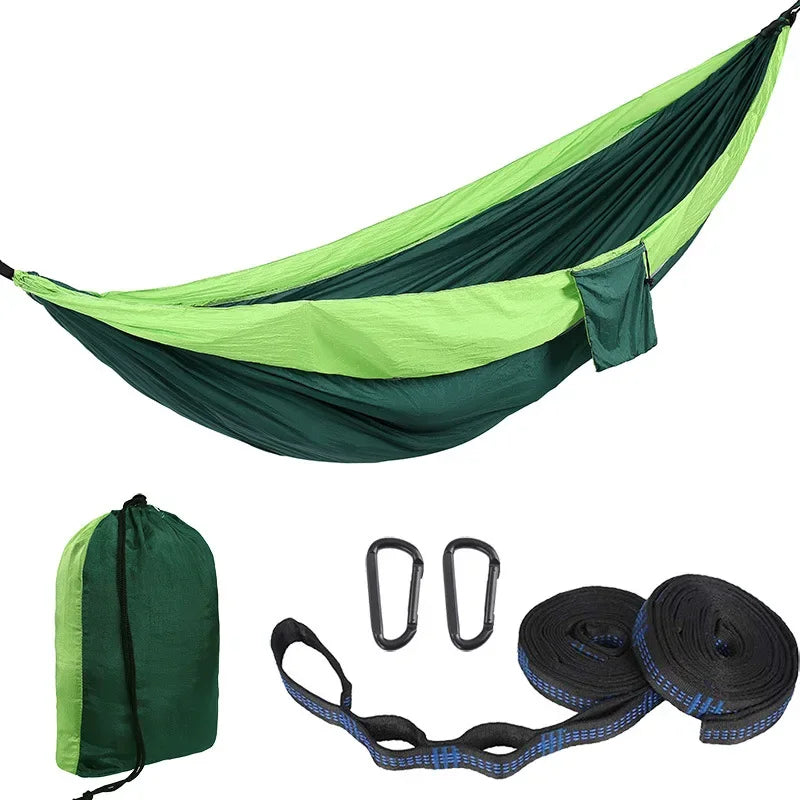 2 Person Hammock with Tree Straps,Portable Foldable Parachute Double Hamock for Outdoor, Travel, Camping