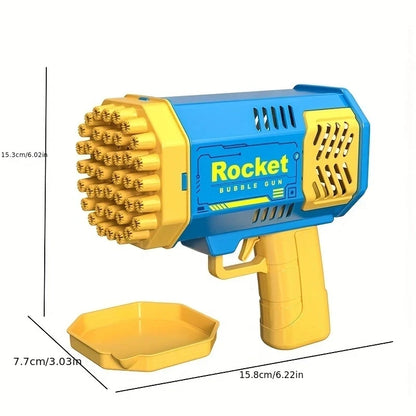 40 Holes Electric Rocket Bubble Machine Handheld Automatic Space Light Bubble Gun Kids Outdoor Battle Toys Without Bubble Water