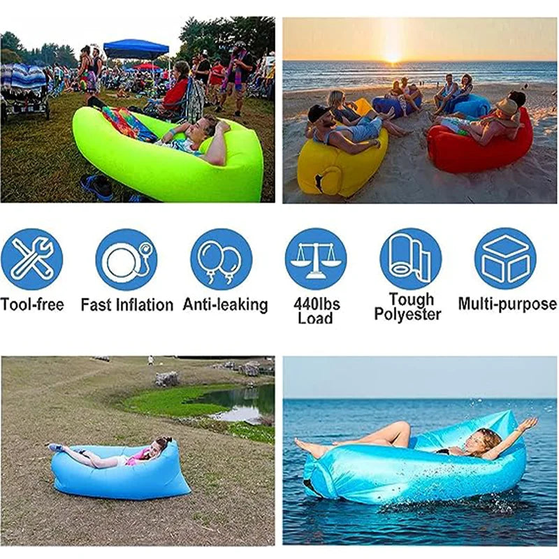 Air sofa chair Portable camping beach inflatable sofa inflatable sofa cushion suitable for outdoor camping hiking beach hiking