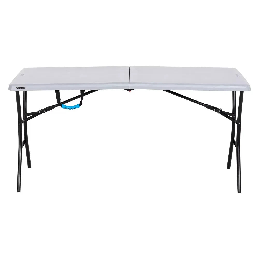 Furniture Free Shipping Portable Foldable Table 5-Foot Fold-in-Half Table Gray Portable Folding Tables Furnitures Camping desk