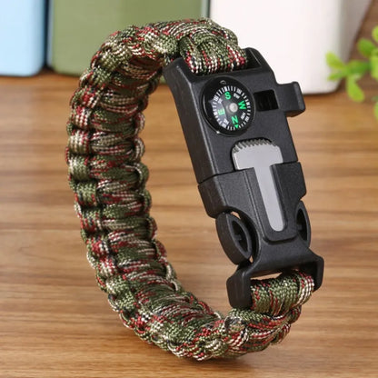 Men Women Paracord Outdoor Survival Bracelet Multi-function Camping Rescue Emergency Rope Bangles Compass Whistle 3 in 1