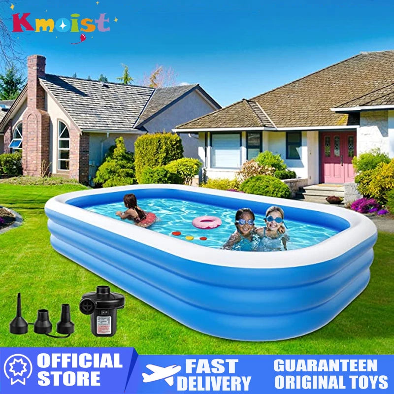 2m/2.6m Large Inflatable Swimming Pool Adults Kids Pools Bathing Tub Summer Outdoor Indoor Bathtub Water Pool Family Party Toys