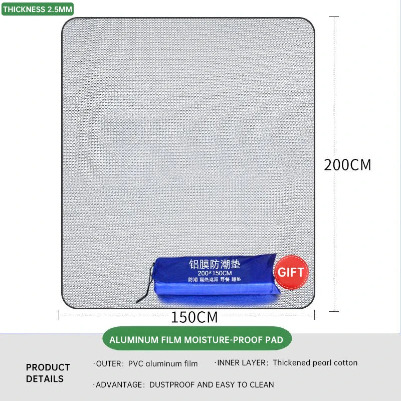 Outdoor Waterproof Mat Double-sided Aluminum Film Floor Mat Waterproof and Antifouling Camping Tent Mat Beach Sand Mat