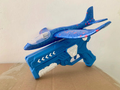 Clearance_Glowing Foam Aircraft 10M Launcher Catapult Glider Aircraft Gun Toy Children's Outdoor Game Bubble Model Shooting Flyi