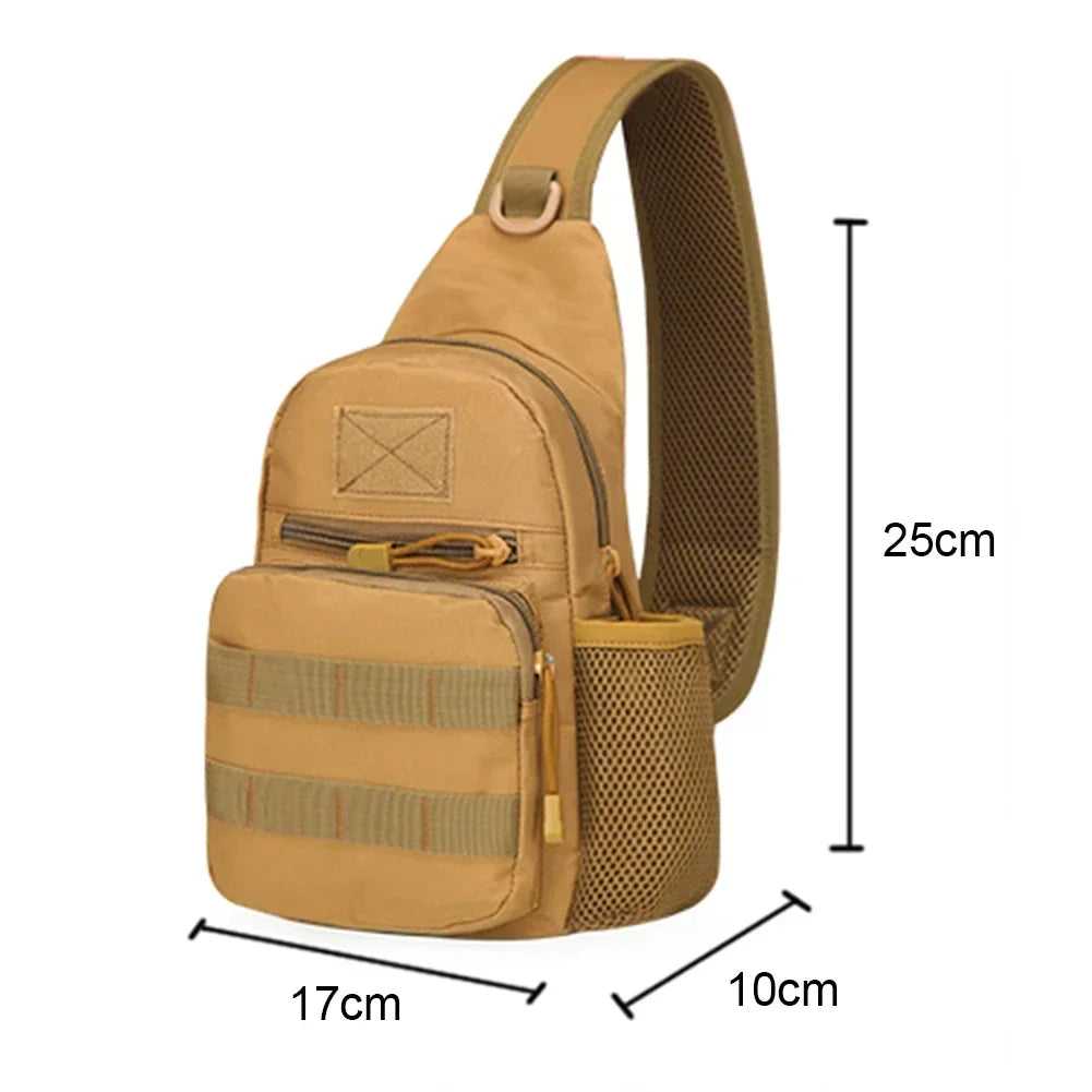 Small Outdoor Tactical Camouflage Kettle Chest Bag molle pouch  Hiking Backpack  Nylon Hunting Fishing Camo Hiking Shoulder Bag
