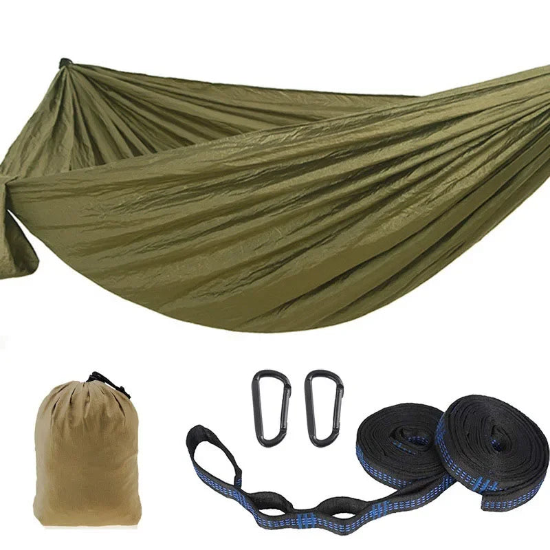 2 Person Hammock with Tree Straps,Portable Foldable Parachute Double Hamock for Outdoor, Travel, Camping