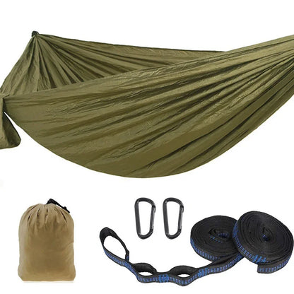 2 Person Hammock with Tree Straps,Portable Foldable Parachute Double Hamock for Outdoor, Travel, Camping