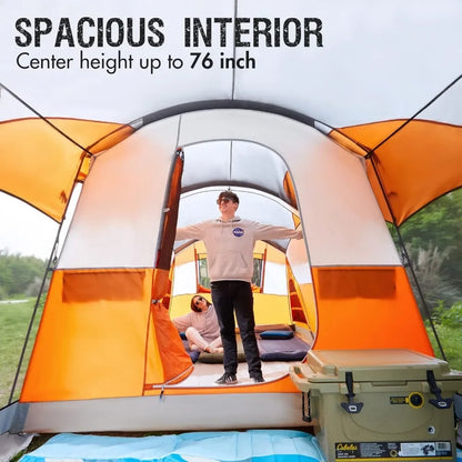 Camping Tent with Screen Porch, Portable Water Resistant Windproof Cabin Tent with Rainfly, Carry Bag for Family Camping,