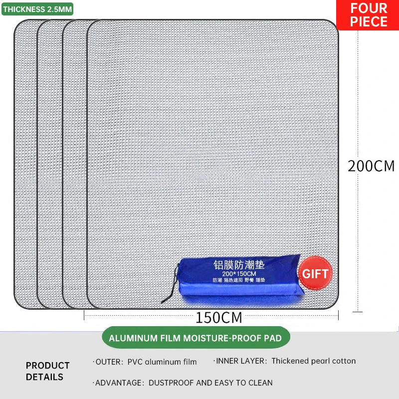 Outdoor Waterproof Mat Double-sided Aluminum Film Floor Mat Waterproof and Antifouling Camping Tent Mat Beach Sand Mat