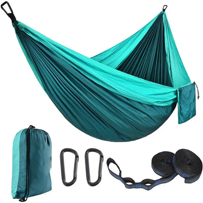 2 Person Hammock with Tree Straps,Portable Foldable Parachute Double Hamock for Outdoor, Travel, Camping