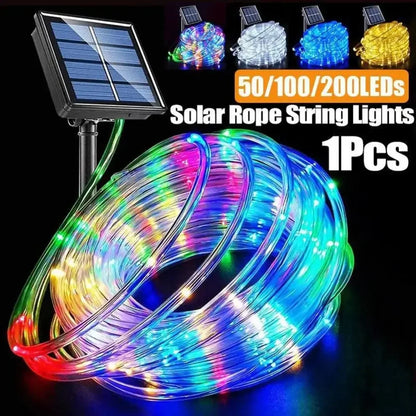 Outdoor Solar Tube Rope Led Light Garden Christmas Decoration 7m/12m Xmas Wedding Garland WaterProof String Light Fairy Strip