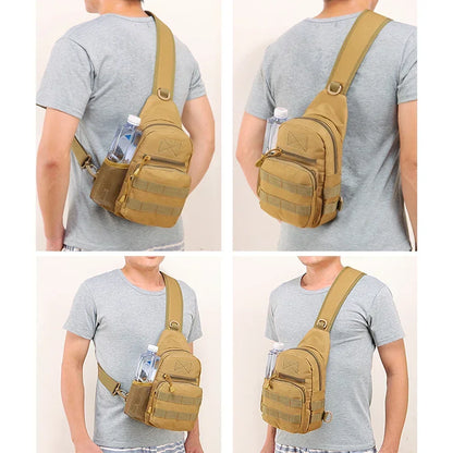 Small Outdoor Tactical Camouflage Kettle Chest Bag molle pouch  Hiking Backpack  Nylon Hunting Fishing Camo Hiking Shoulder Bag