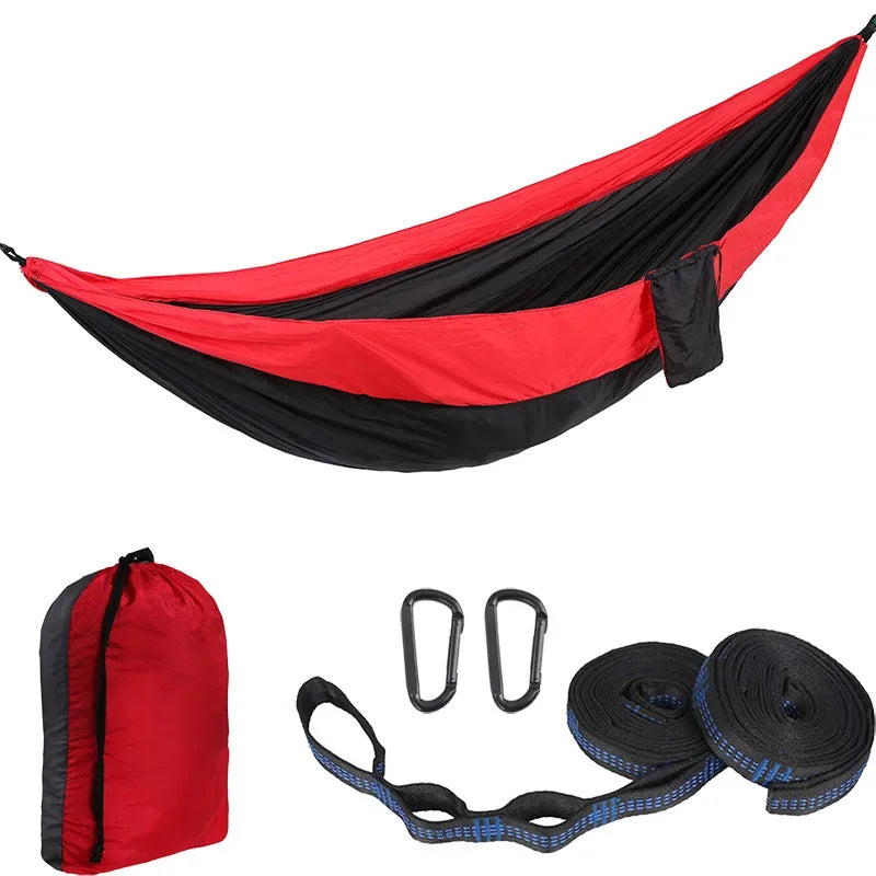 2 Person Hammock with Tree Straps,Portable Foldable Parachute Double Hamock for Outdoor, Travel, Camping