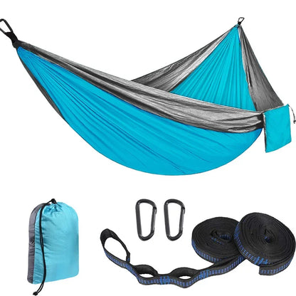 2 Person Hammock with Tree Straps,Portable Foldable Parachute Double Hamock for Outdoor, Travel, Camping