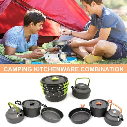 Camping Cookware Kit Foldable Portable Camping Utensils Hard Alumina Save Space Equipment Heat-resistance for 2-3 People Picnic