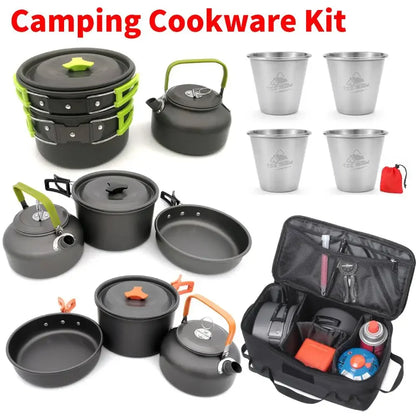 Camping Cookware Kit Foldable Portable Camping Utensils Hard Alumina Save Space Equipment Heat-resistance for 2-3 People Picnic