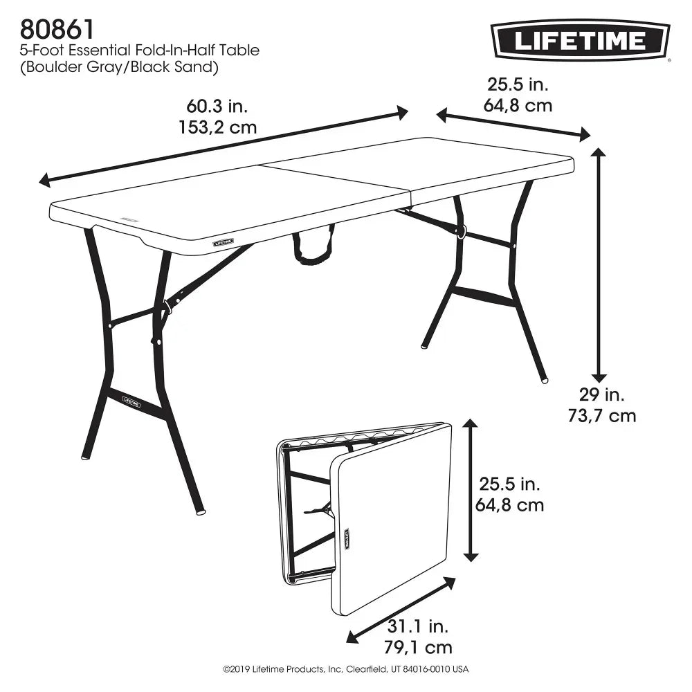 Furniture Free Shipping Portable Foldable Table 5-Foot Fold-in-Half Table Gray Portable Folding Tables Furnitures Camping desk