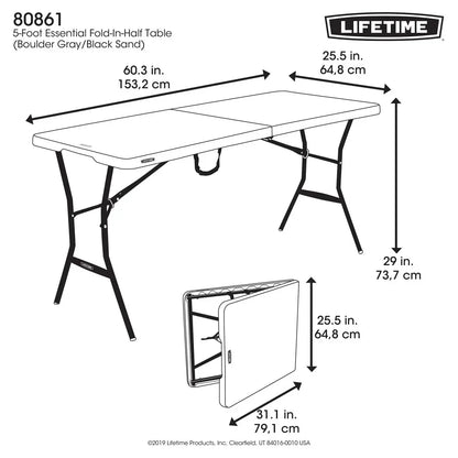 Furniture Free Shipping Portable Foldable Table 5-Foot Fold-in-Half Table Gray Portable Folding Tables Furnitures Camping desk