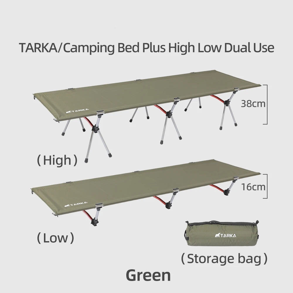 TARKA Portable Camping Cot Lightweight Collapsible Sleeping Bed Tourist Hiking Backpacking Foldable Tent Bed Outdoor Single Beds