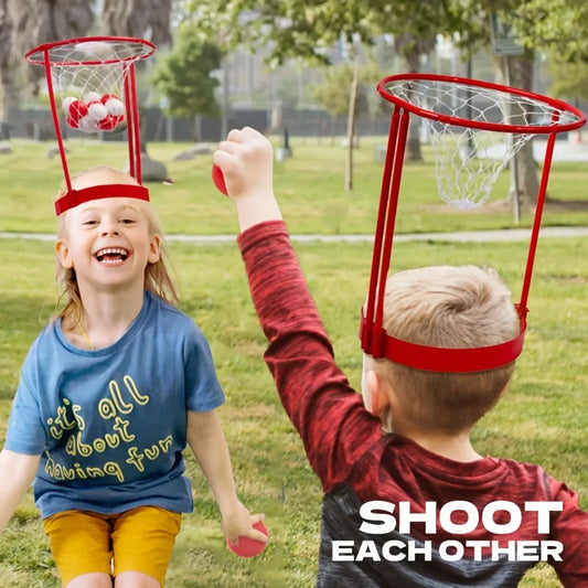 2 Pack Head Hoop Basketball Party Game For Kids And Adults Carnival Game Adjustable Basketball Net Headband With 20 Balls