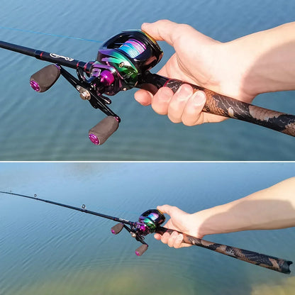 Sougayilang Casting Reel and Rod Set 1.8m 2.1m Carbon Fiber Casting Lure Rod Max Drag 8kg for Bass Pike Trout Fishing Tackle