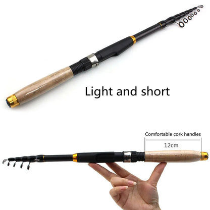 NEW 1.8m 2.1m 2.4m 2.7m 3.0m 3.6m Carbon Fiber Fishing Rod Super Short Pocket Portable Spinning Pole Telescopic Fishing Rod