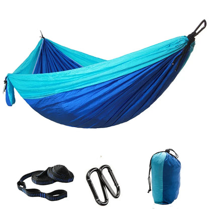 2 Person Hammock with Tree Straps,Portable Foldable Parachute Double Hamock for Outdoor, Travel, Camping