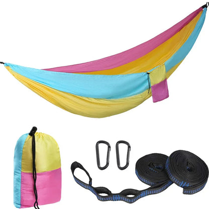 2 Person Hammock with Tree Straps,Portable Foldable Parachute Double Hamock for Outdoor, Travel, Camping