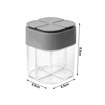 4 In 1 Camping Seasoning Jar With Lids Transparent Spice Dispenser 4 Compartment For Outdoor Cooking BBQ Salt And Pepper Shaker