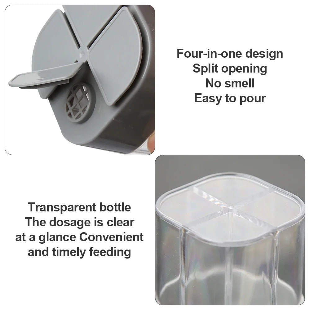 4 In 1 Camping Seasoning Jar With Lids Transparent Spice Dispenser 4 Compartment For Outdoor Cooking BBQ Salt And Pepper Shaker