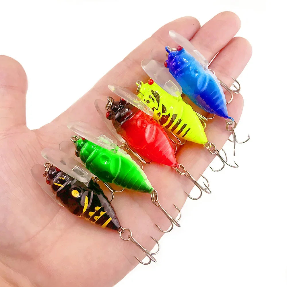 1pcs 4cm 5.5g Bionic Iscas  Artificial Wobblers Crankbait Pesca Insect Pike Tackle Simulation Cicada Hard Fake Bait Fishing Lure