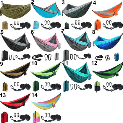 2 Person Hammock with Tree Straps,Portable Foldable Parachute Double Hamock for Outdoor, Travel, Camping