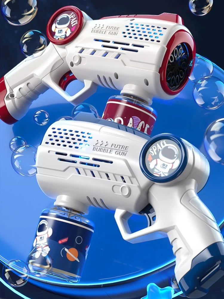 Astronaut Electric Automatic Light Bubble Machine Bubbles Gun Summer Beach Bath Outdoor Game Fantasy Toys for Children Kids Gift