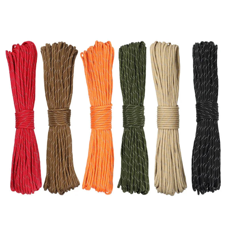 Reflective Paracord 550 Military 7 Strand Rope Tactical Parachute Cord Camping Tent Rope Warning Line Lanyard DIY Bracelet