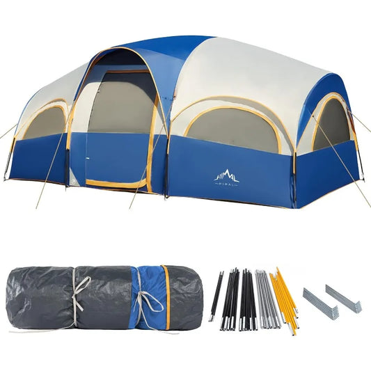 8 Person Tent for Camping, Waterproof Windproof Family Tent with Rainfly, Divided Curtain Design for Privacy Space