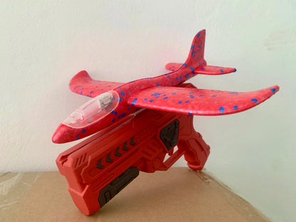 Clearance_Glowing Foam Aircraft 10M Launcher Catapult Glider Aircraft Gun Toy Children's Outdoor Game Bubble Model Shooting Flyi