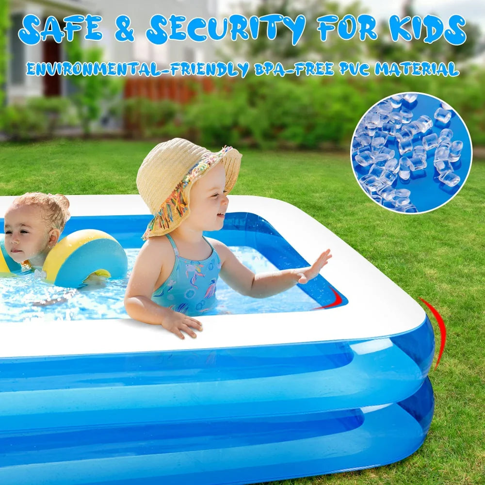 2m/2.6m Large Inflatable Swimming Pool Adults Kids Pools Bathing Tub Summer Outdoor Indoor Bathtub Water Pool Family Party Toys