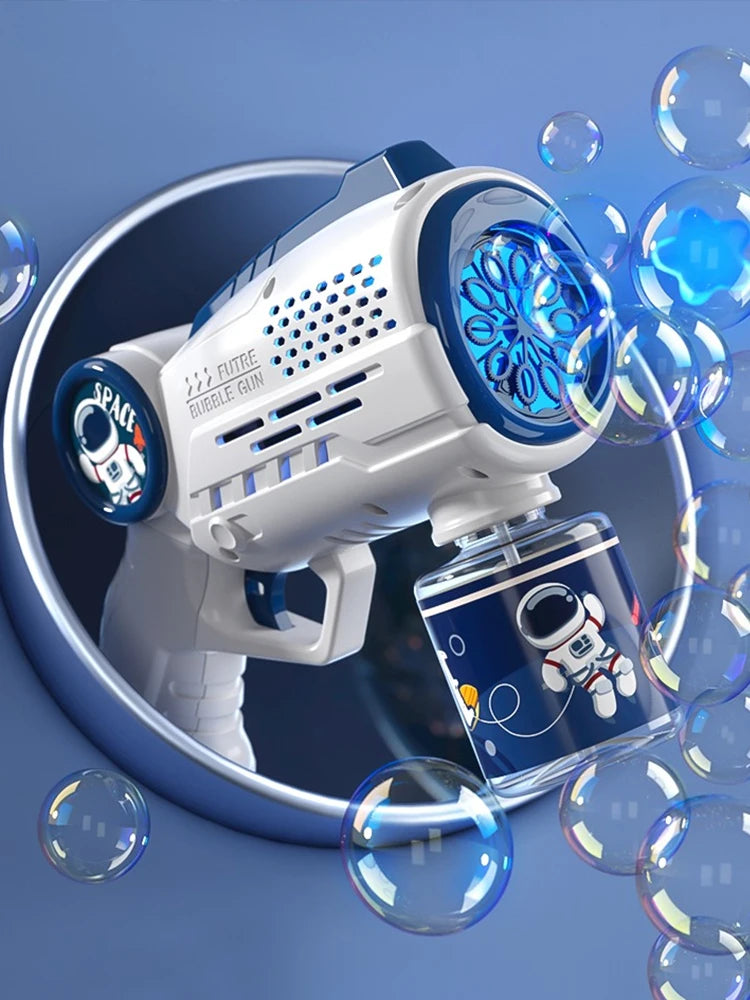 Astronaut Electric Automatic Light Bubble Machine Bubbles Gun Summer Beach Bath Outdoor Game Fantasy Toys for Children Kids Gift