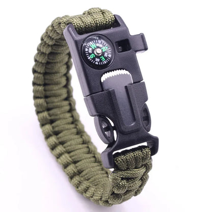 Men Women Paracord Outdoor Survival Bracelet Multi-function Camping Rescue Emergency Rope Bangles Compass Whistle 3 in 1