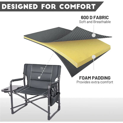 Upgraded Chairs with Foldable Side Table, Detachable Side Pocket, Heavy Duty Folding Camping Chair up to 600 Lbs Weight Capacity