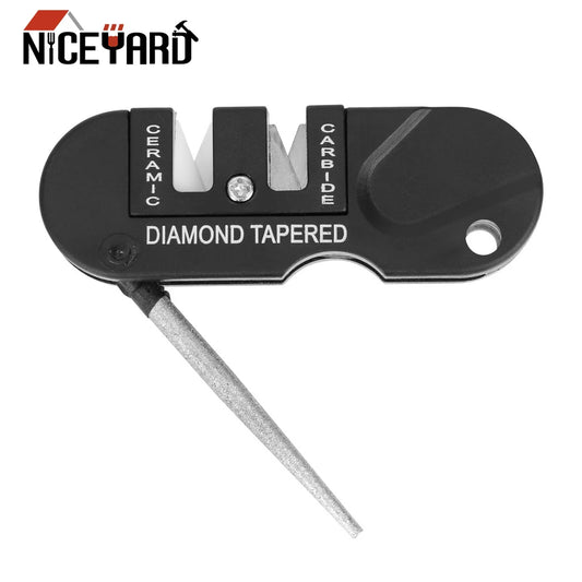 NICEYARD Sharpener Multifunction Foldable Pocket Keychain Knife Sharpening Tool Outdoor Survival Hunting